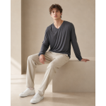 Ice silk drape feel round neck long sleeve T-shirt men loose thin senior sense